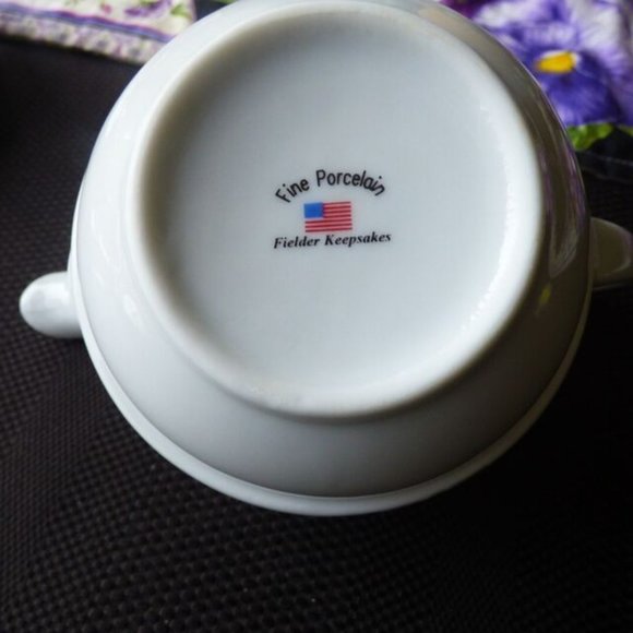 VTG FIELDER PORCELAIN TEAPOT AND CUP / SAUCER STACKED SET BERRY & FLORAL DESIGN - Picture 11 of 15